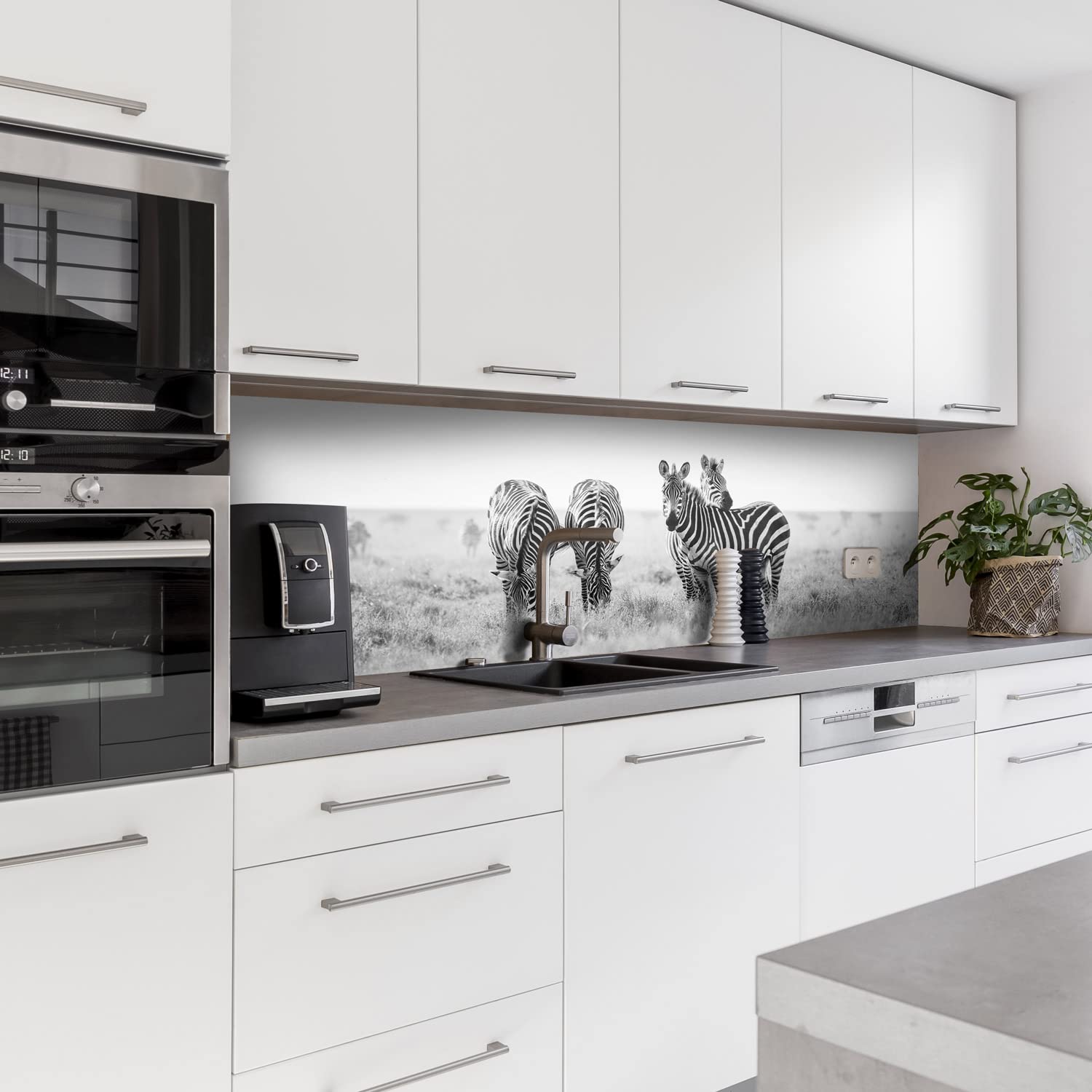 Dedeco Küchenrückwand Motiv: Tierwelt V3, 3mm Aluminium Alu-Platten als Spritzschutz Küchenwand Verbundplatte wasserfest, inkl. UV-Lack glänzend, alle Untergründe, 220 x 60 cm