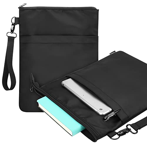 Buchhüllen mit Reißverschluss, Reisebuch-Schutztasche für Taschenbücher und Hardcover-Bücher, Buchhüllen, Taschen, waschbar – 30.5x24.9 cm (schwarz, 2 Stück)