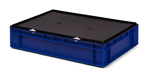 Lagerbehälter/Euro-Transport-Stapelbox KTK 600/120-0, blau, mit Verschlußdeckel, 600x400x131 mm (LxBxH)