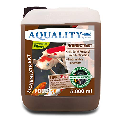 AQUALITY Gartenteich Eichenextrakt Pond 3in1 (GRATIS Lieferung in DE - Senkt schnell den pH-Wert - Enthält natürliche Huminsäuren - Unterstützt die Algenbekämpfung), Inhalt:5 Liter