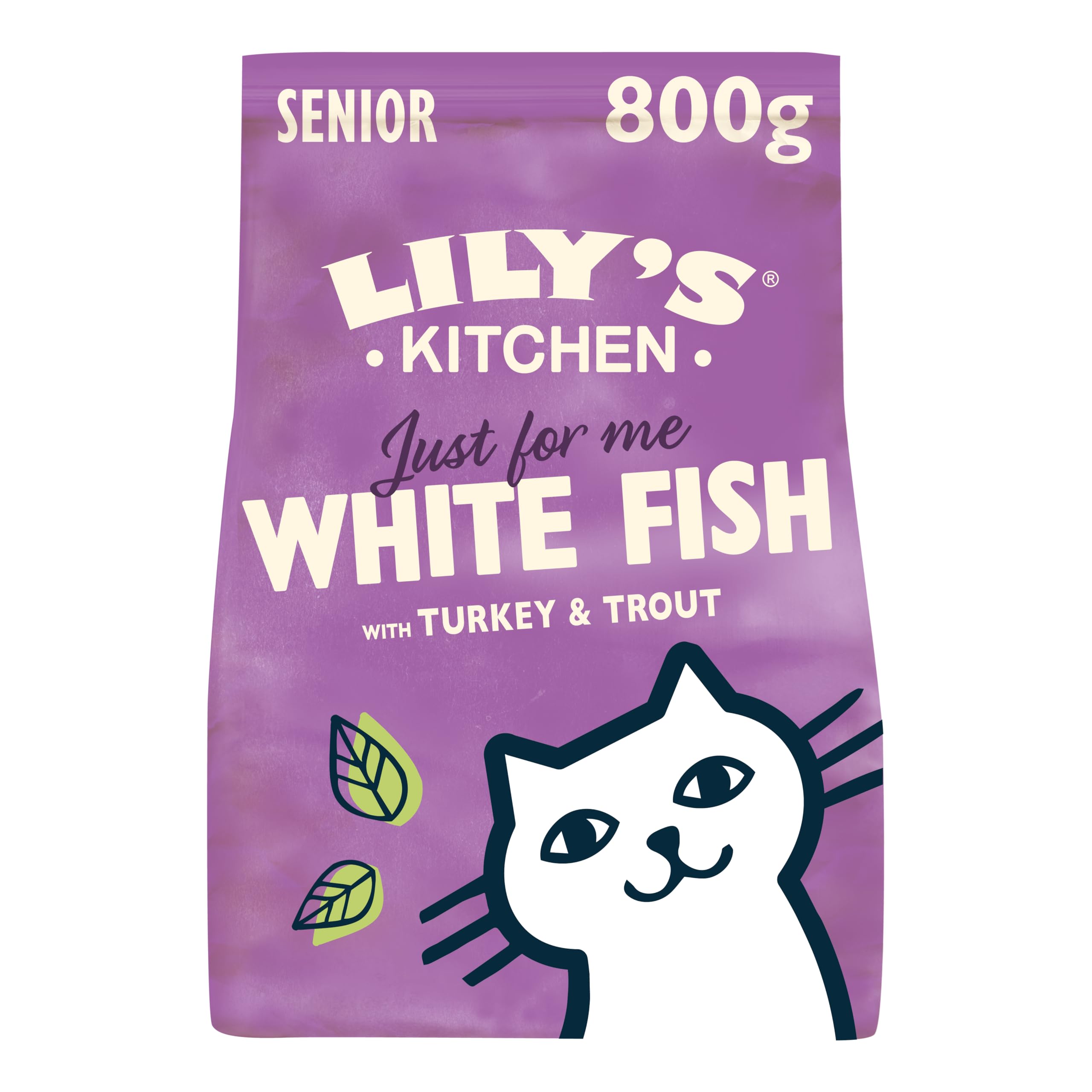 Lily’s Kitchen Vollwertnahrung Trocken Katzenfutter für Katzen ab 7 Jahren 4er Pack (4 x 800g) Fisch und Kräutern