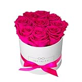 Infinity Flowerbox Medium (Weiß) - 9 echte Premiumrosen in Hot Pink