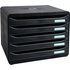 Exacompta 315714D Ablagebox Big-Box Maxi (mit 4 offenen Laden für A4+ quer Formate) 1 Stück, schwarz