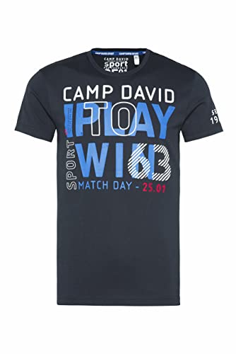 Camp David Herren T-Shirt mit großem Label Print