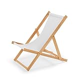 IMPWOOD Gartenliege aus Holz Liegestuhl Relaxliege Strandstuhl (Weiß)