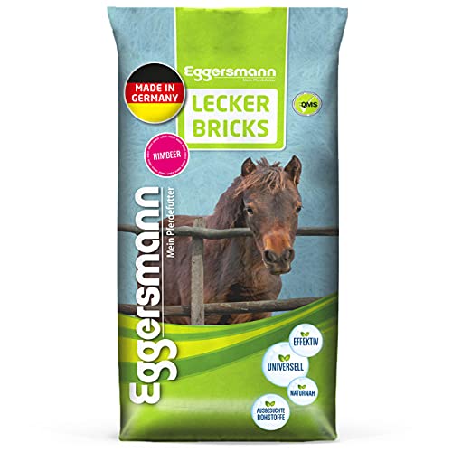 Eggersmann Lecker Bricks Himbeer - Pferdeleckerlis Himbeere - Leckerlies für Pferde und Ponies - 25 kg Sack