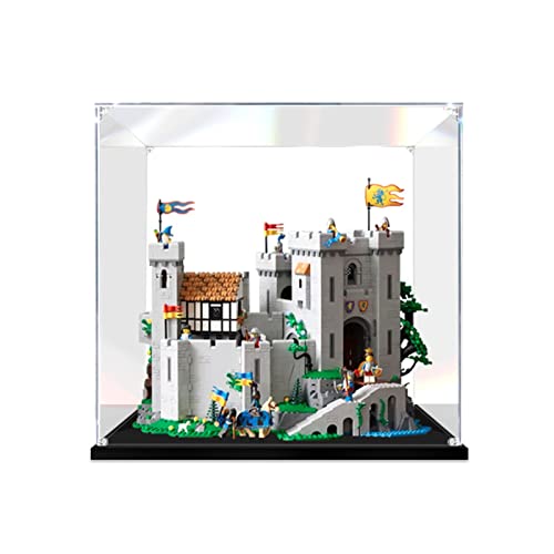 Acryl Vitrine Box Für Lego 10305 Die Burg des Löwenritters Konstruktionsspielzeug, Acryl Vitrine, Durchsichtige Display Box Mit Schwarzem Sockel Staubdichte Aufbewahrungsvitrine 50X40x45cm 2mm