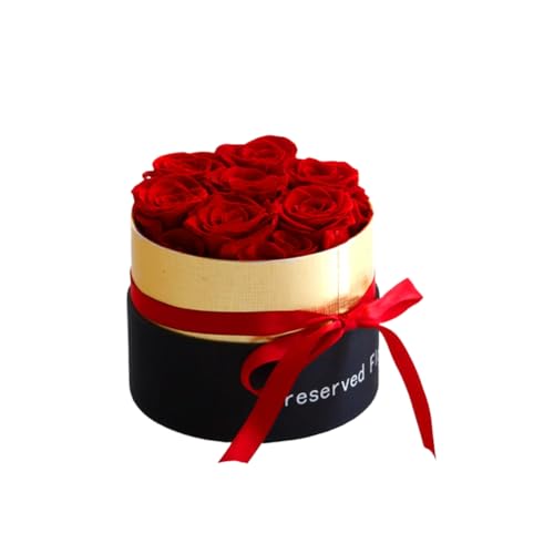 Luejnbogty Romantische Ewige Rose der Stufe A in Box, Geschenke für Ehefrau, Echte Rose, Konservierte Blumen, Geschenkset, Heimdekoration, Valentinstag, Hochzeit, Einfach zu Verwenden