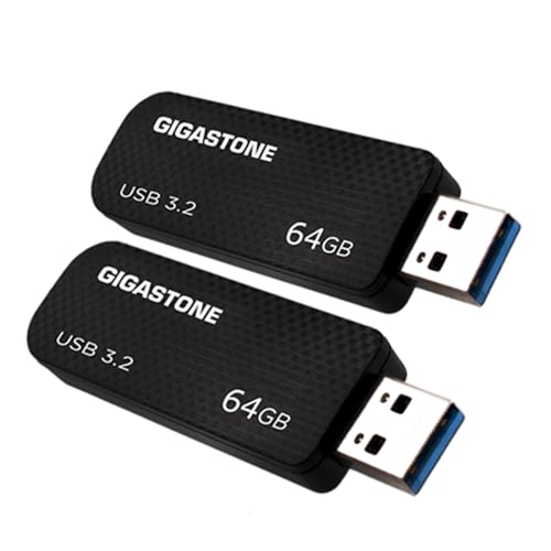 Gigastone Z30 64 GB 2er-Pack USB 3.2 Gen1 Flash-Laufwerk, ohne Kappe, Karbonfaser Design, einziehbares, zuverlässige Leistung und langlebig, USB 2.0/USB 3.0/USB 3.1 Schnittstelle kompatibel