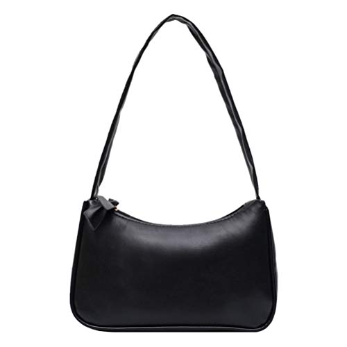 BBABBT Damen Top Handle Bag Retro Handtaschen Damen Umhängetaschen mit Reißverschluss Kleine Unterarmtaschen Damen Schwarz