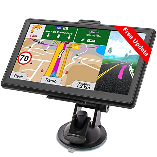 GPS Navigation für Auto LKW Navigator 7 Zoll Navigationssystem mit 2023 America/CA/MX Offline Karten, Kostenlose lebenslange Kartenupdates, Sprachführung, Fahrwarnungen, Touchscreen Fahrzeug GPS für