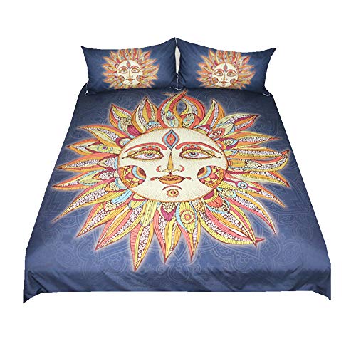 Modern Die Sonne Bettwäsche Set mit Kissenbezug, Geburtstag Geschenk Gemütlich Warm Bettbezug Set Mikrofaser Polyester(140x210cm)