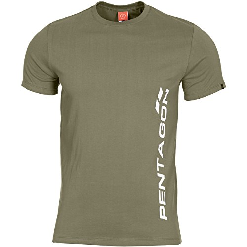 Pentagon T-Shirt Vertical Oliv, M, Oliv