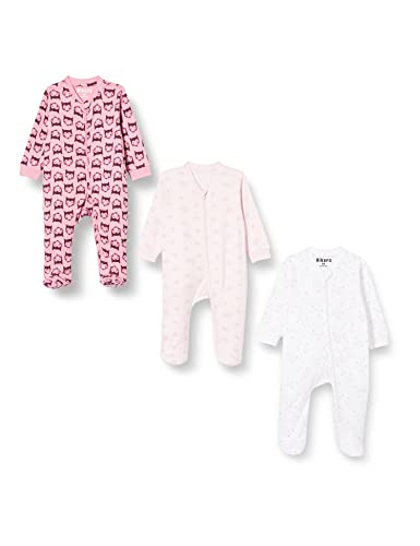 Hikaro Baby Boys and Girls Footed Cotton Long Sleeve Zipped Sleepsuit, Pack of 3