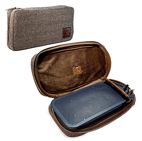 Tuff-Luv Herringbone Tweed NFC Travel case für Bang & Olufsen Beoplay A2 Bluetooth Speaker - Braun