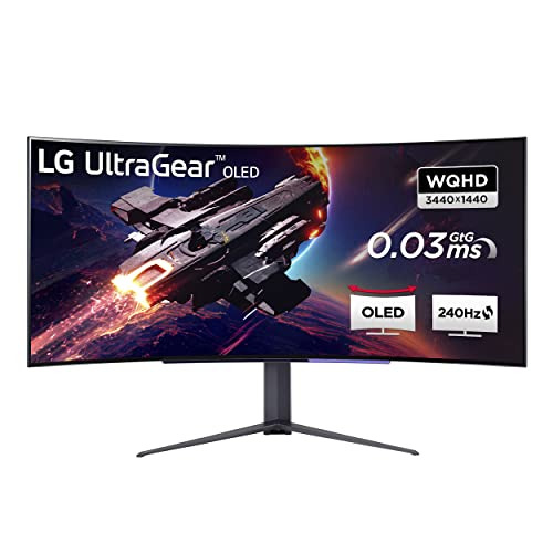 LG Electronics 45GR95QE-B UltraGear Gaming Monitor 45" (113 cm), Curved, OLED, 3440 x 1440, 21:9, WQHD 1440p, 98,5% DCI-P3, HDR10, 0,03 ms GtG - Schwarz