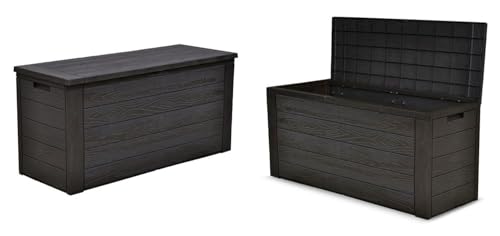 Jelenia Plast 2X Gartenkissenbox Holzoptik Gartentruhe Auflagenbox Kissenbox Aufbewahrungsbox