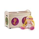 Dida - " Pancott - Sitzbank mit Platz für Spielzeug - ein Container mit 4 Rädern + Deckel - Dekoration: Eichhörnchen, Rehkitze und Hirsche.