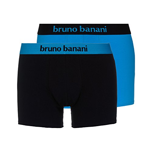 bruno banani Herren Short 2er Pack Flowing Boxershorts, Mehrfarbig (Aquablau//Schwarz 2150), X-Large (Herstellergröße: XL)
