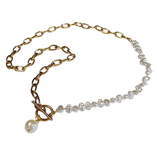 Bungsa Mixkette Duo-Halskette mit Perlen-Anhänger aus Edelstahl Damen