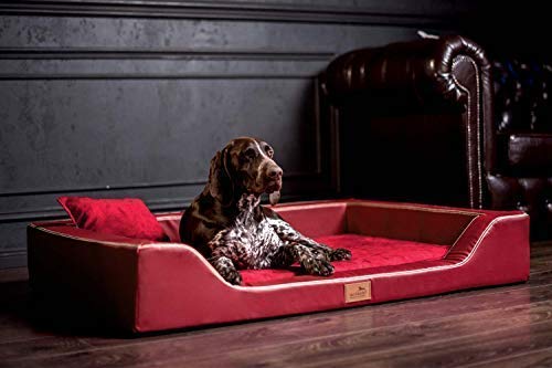 tierlando Orthopädisches Hundebett Melody Latex Kunstleder und High-Tech Velours (MDY3-TL | 85x60 cm (Innen 70x45 cm), 04 | Bordeaux Rot)