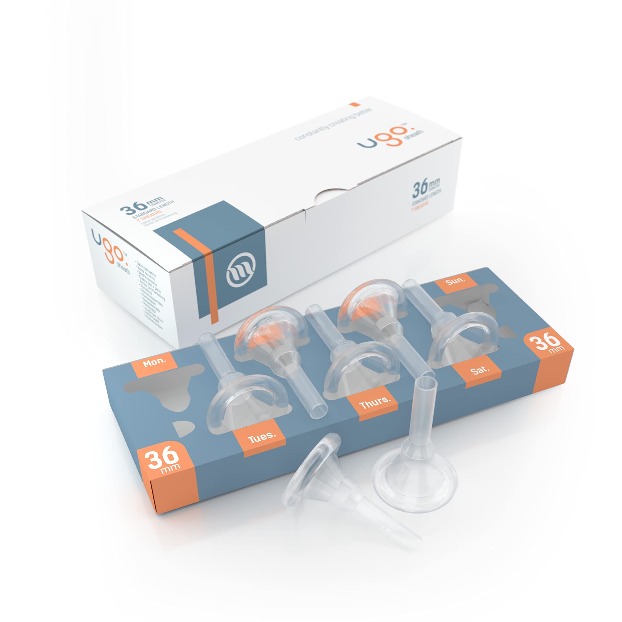 Ugo-Scheide (x28) - 1-Monats-Versorgung mit Kondomen für externe Urin-Katheter - selbstklebend und latexfrei (Länge - Standard, Durchmesser - 36mm)