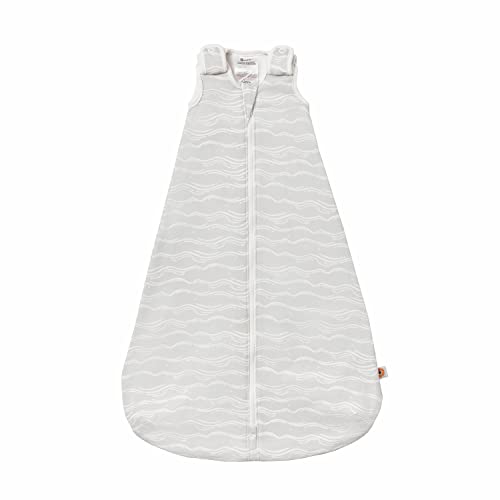 ERGObaby Ganzjahres Baby-Schlafsack für Neugeborene 56-62 aus Baumwolle, Ganzjahresschlafsack ab Geburt Baby 0-6 Monate TOG 1.0, Silver Waves