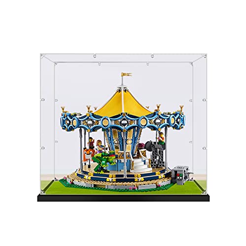 Acryl Vitrine Box Für Lego 10257 Karussell Konstruktionsspielzeug, Acryl Vitrine, Durchsichtige Display Box Mit Schwarzem Sockel Staubdichte Aufbewahrungsvitrine 42X40x34cm 3mm