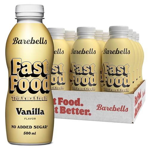 Barebells FOOD Trinkmahlzeit - Lecker, Laktosefrei, zuckerarm, angereichert mit vitaminen und mineralen. 36 g Eiweiß pro Portion, 500ml x 12 (Vanille)