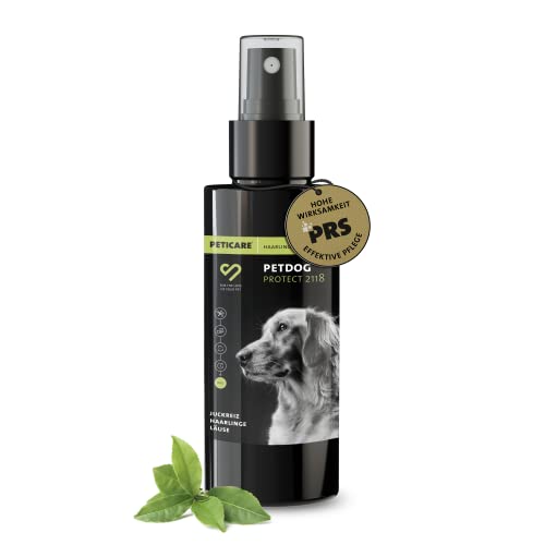 Peticare Anti-Läuse & Haarlinge Spray für Hunde | Spezial-Mittel lindert effektiv Juckreiz & unterstützt Regenerationsprozess | einzigartiges PRS® System für Lange Wirkung – petDog Protect 2118