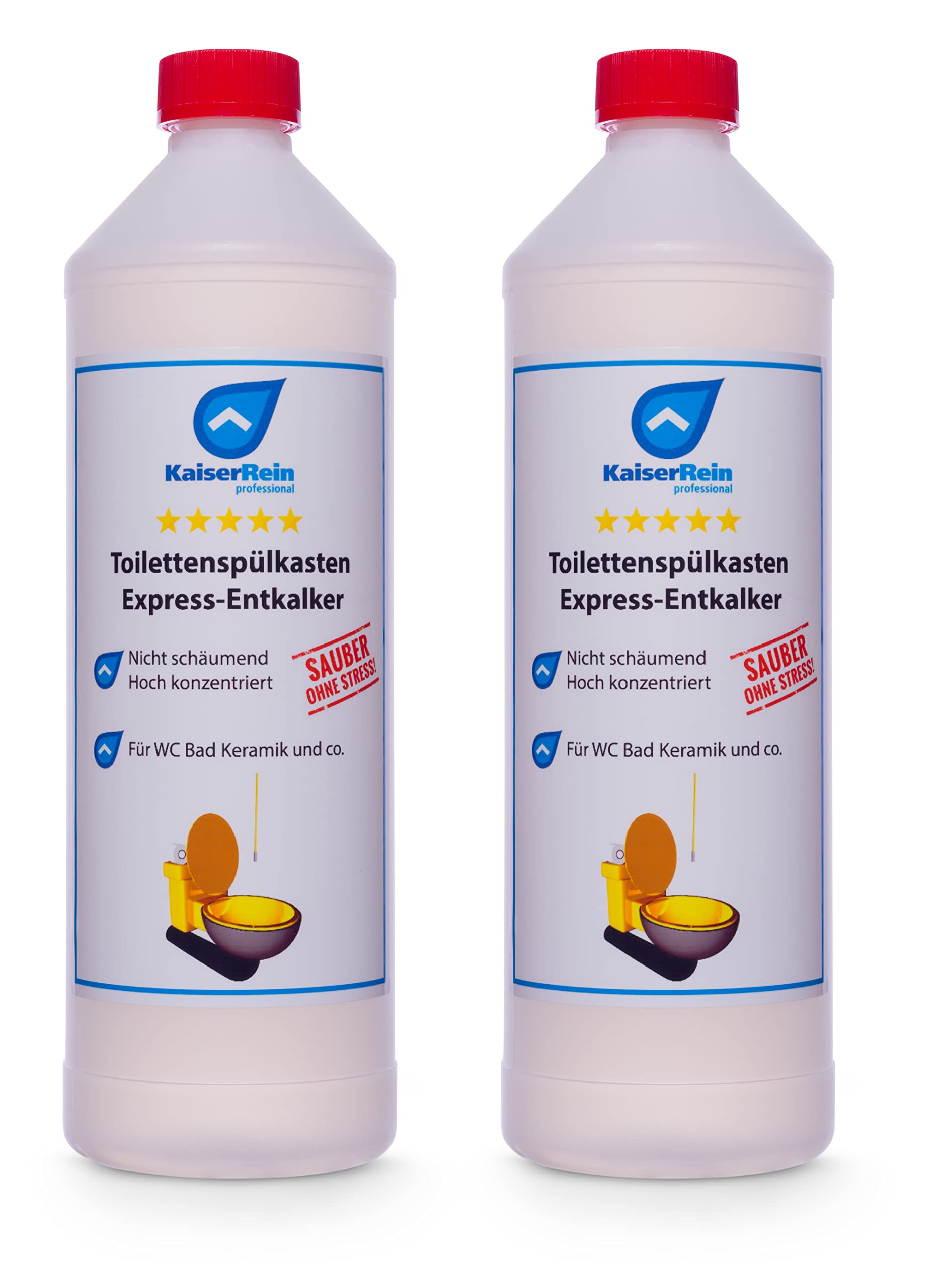 KaiserRein Toilettenspülkasten Express-Entkalker 2x 1L - Extra starker Kalklöser für Kalkablagerungen in WC, Spülkästen und Keramik, Entkalker, Spülkasten Reiniger