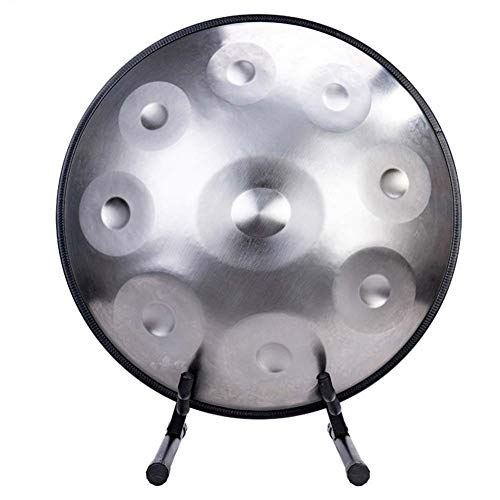 LHMYGHFDP Silber 22"Handpan in d-Moll Stahl Handtrommel mit Tragetasche, 9/10 Noten (D3 A Bb C D E F G A),Nine Notes