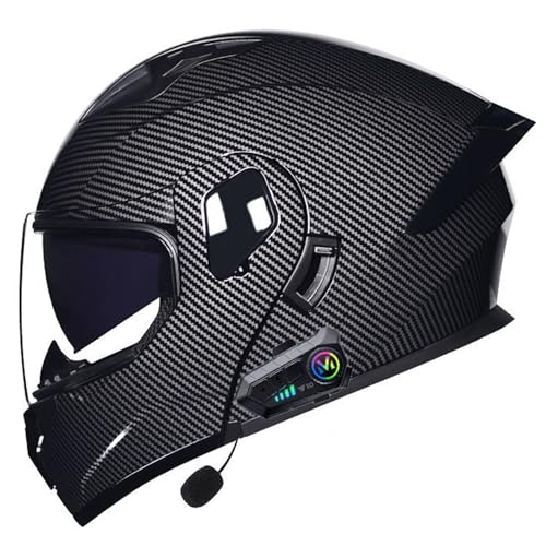 Klapphelm Motorradhelm Bluetooth Sturzhelm Mit Doppelvisier Flip Vollvisierhelm Modulare Helm DOT/ECE Zertifiziert Mit Automatische Reaktion Für Erwachsene Damen Herren 5,L:59-60CM