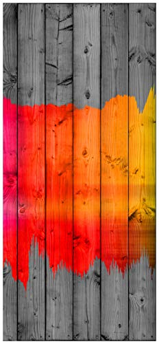 Wallario Selbstklebende Türtapete Holzpaneel - Bemaltes buntes Holz - Türposter 93 x 205 cm Abwischbar, rückstandsfrei zu entfernen