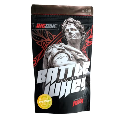 Big Zone BATTLE WHEY | Whey Protein Concentrate Eiweiss | Lecker Qualität Made in Germany | 1000g 1KG Pulver (Apfelstrudel)