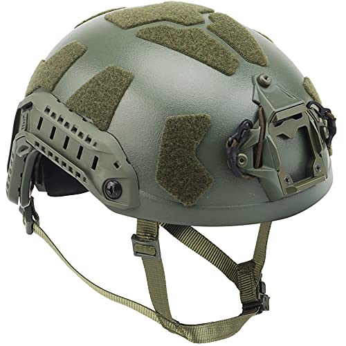 AQzxdc Fast II Typ Taktischer Helm, Special Forces High Cut Bump Helm, Verstellbarer Militär ABS Airsoft Helm, für Paintball, Halloween, Cosplay, Outdoor-CS-Spiel,Grün
