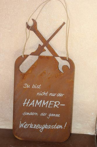 BADEKO Metallschild mit Spruch Du bist Nicht nur der Hammer, Tafel Edelrost 41 x 20 cm
