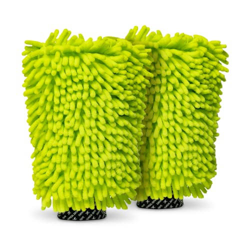 Chenille Premium Mikrofaser-Waschhandschuh, kratzfrei, Grün, 2 Stück