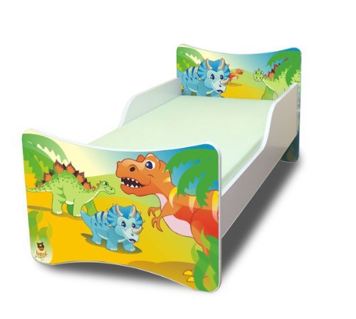 Best For Kids Kinderbett mit Schaummatratze mit TÜV Zertifiziert 90x180 - Dinosaurier
