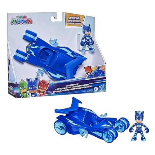PJ MASKS F2135 Deluxe Vehicle Preschool, Cat-Car Toy with Catboy Action Figure for Kids Ages 3 and Up, Black
