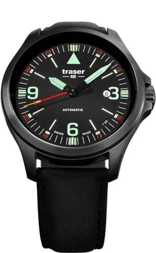 Traser Herren Analog Schweizer Automatikwerk Uhr mit Leder Armband 108075