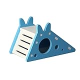 Vogelrutsche, Spielzeug, Hamsterversteck, Papageienkäfig-Zubehör, Holzhöhlenrutsche mit Treppen, Spielzeug for kleine Haustiere (Color : Blue)