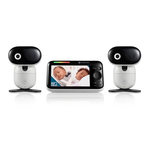 Motorola Baby PIP1610 HD – 12,7 cm (5 Zoll) motorisiertes Video-Babyphone mit 2 Kameras, Wandhalterung, 304 m Reichweite, Zwei-Wege-Audio, Raumtemperaturüberwachung