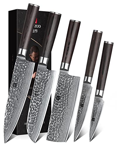 XINZUO 5er Damastmesser Set Küchenmesser Japanischem Damaststahl High-Carbon Professionelles Scharfes Damaststahl Kochmesser Messerset mit Pakkawood Griff - He Serie