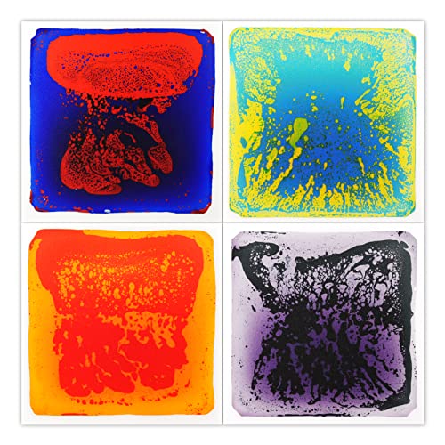 Art3d Baby-Wassermatten für künstlerische Kinder (30 x 30 cm, quadratisch, 4 Fliesen, blau-rot, blau-gelb, orange-rot, lila-schwarz)