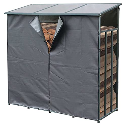 SCHMIDT security tools Schutzhülle 130x70x185cm Kaminholzregal Brennholzregal Abdeckplane Polyester Wetterschutz Front Rückwand