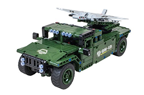 XciteRC 85000022 Teknotoys Active Bricks RC UAV Militär-Transporter-Konstruktionsbaukasten mit Fernsteuerung, Grün