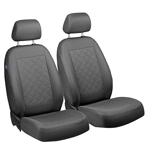 Courier Vorne Sitzbezüge - für Fahrer und Beifahrer - Farbe Premium Grau Gepresstes Karomuster
