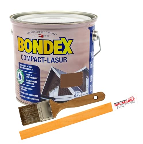 Bondex Compactlasur 2in1 Holzlasur nussbaum 2,5L zum sprühen und streichen inkl. Pinsel und Rührstab