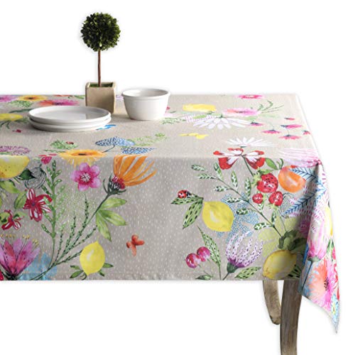 Maison d' Hermine Jardin D'Ete-Fog 100% Baumwolle Tischdecke für Küche | Abendessen | Tischplatte | Dekoration Parteien | Hochzeiten | Frühling/Sommer (Rechteck, 160 cm x 220 cm)